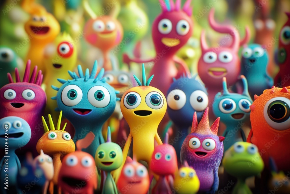 colorful and playful cartoon characters in a vibrant scene colorful and playful cartoon characters in a vibrant scene