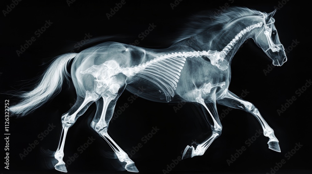 Stunning X-Ray Image of a Galloping Horse Highlighting Skeleton Stunning X-Ray Image of a Galloping Horse Highlighting Skeleton