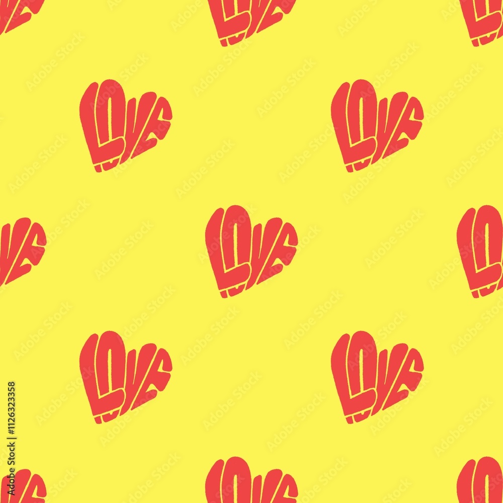 Fototapeta premium Love image, heart shape, seamless pattern design Illustrations used for Valentine's Day or other festivals On a colorful background