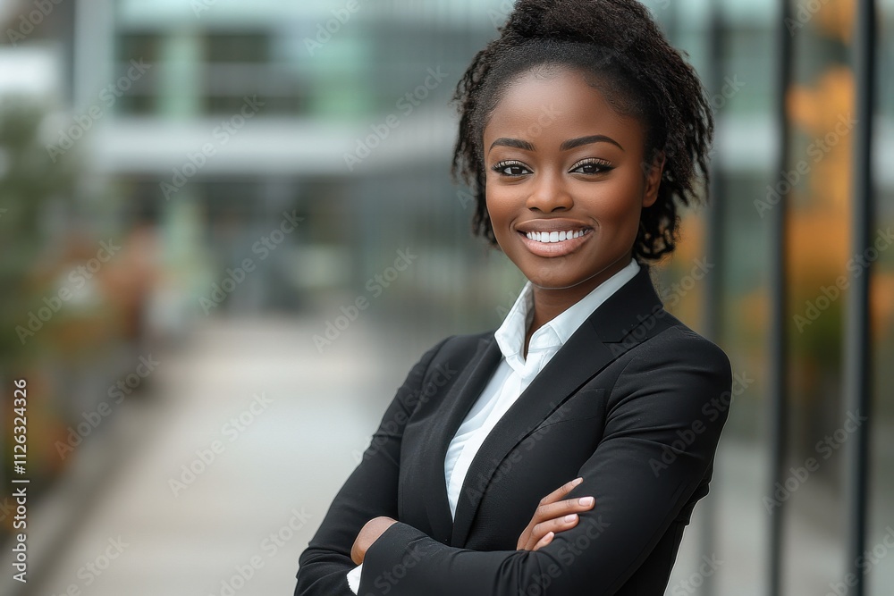 A woman in a business suit is smiling and posing for a photo A woman in a business suit is smiling and posing for a photo