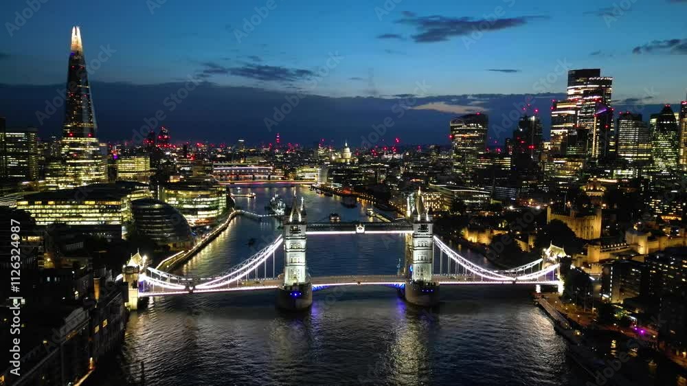 Sunset in London, aerial view