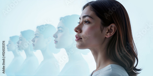 Progressive Translucent Profiles Depicting Personal Growth and Identity Evolution.