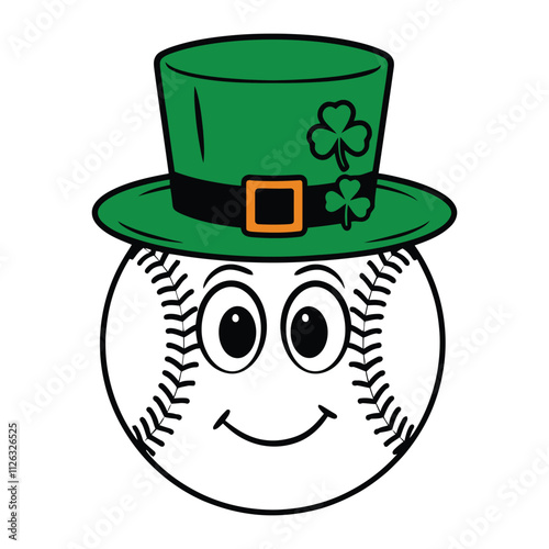 Baseball Character with Leprechaun Hat Illustration