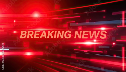 breaking news background with bold red tones, dynamic text overlays, and glowing news ticker designs