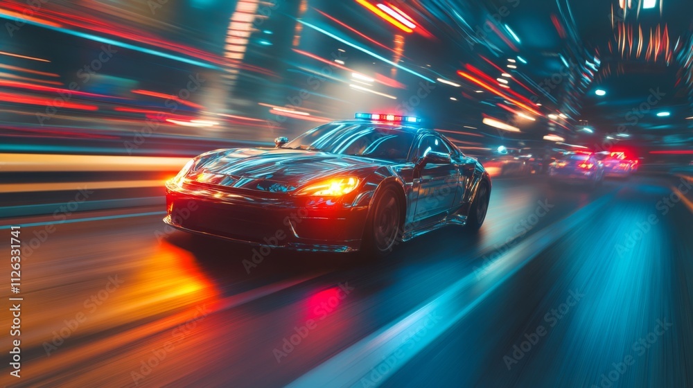 A High speed police pursuit urgent, dramatic scene A High speed police pursuit urgent, dramatic scene