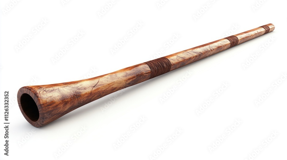 A wooden wind instrument with a tapered end, used for musical purposes. A wooden wind instrument with a tapered end, used for musical purposes.