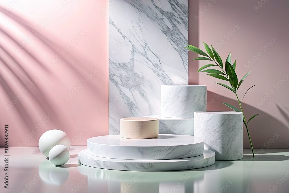 Minimalist Product Display: White Marble Podium, Stone Double Exposure Photography Minimalist Product Display: White Marble Podium, Stone Double Exposure Photography