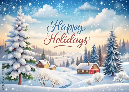 Merry Christmas and Happy holidays greeting card, banner background template