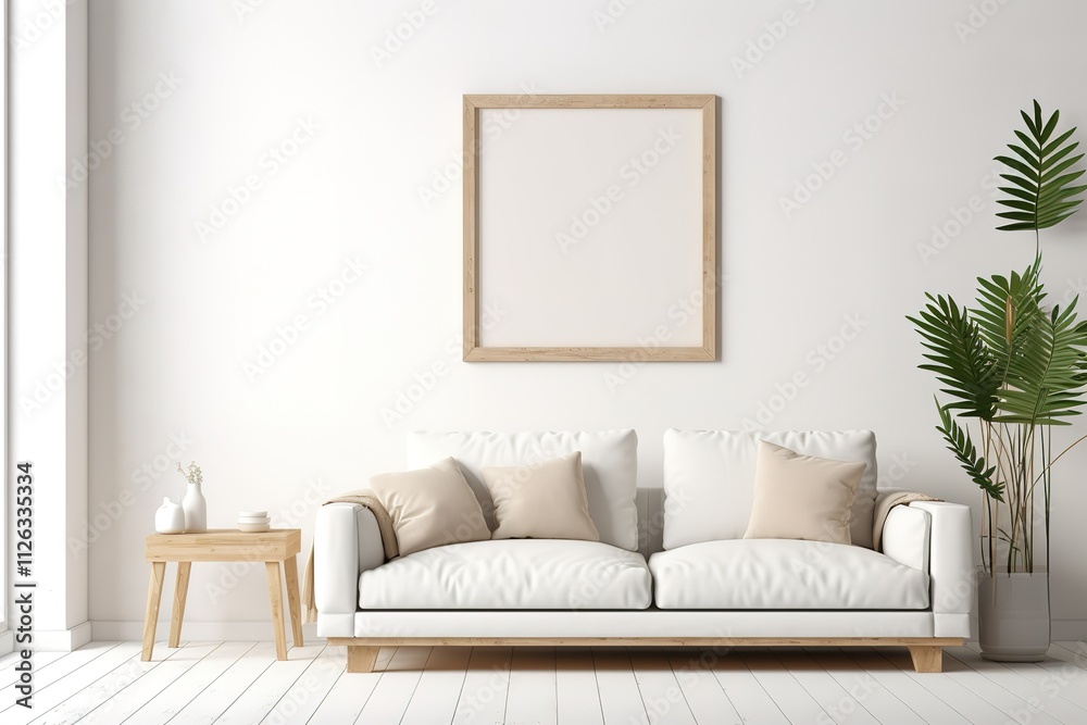 Fototapeta premium modern loft in white interior space, 3d render, 3D illustration 