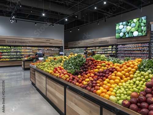 fresh produce display in a modern grocery store photo