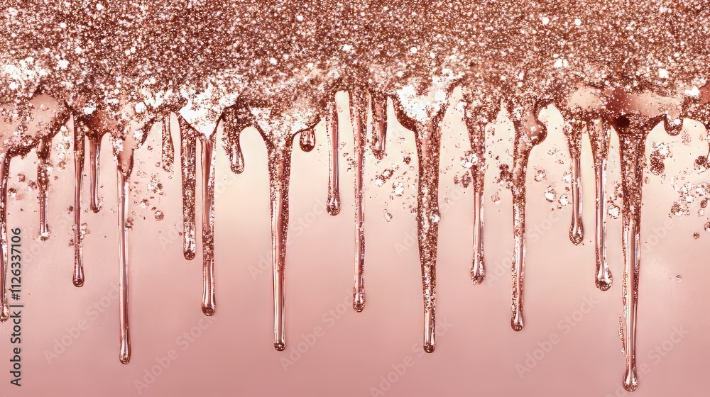 Dripping rose gold glitter for a luxurious digital paper aesthetic