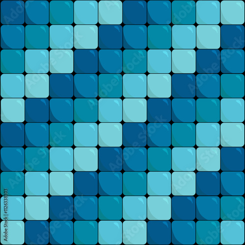 Mosaic in blue tones. The background is in the form of small volumetric mosaic parts. Geometric background.