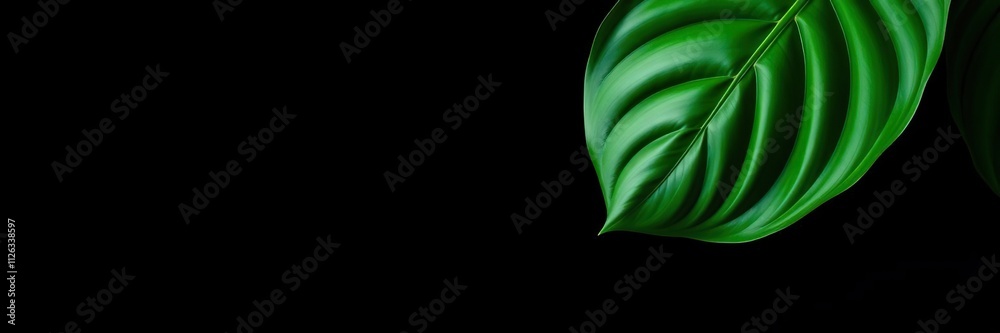 Obraz premium Large Monstera Leaf on a Dark Background with Vibrant Green Color, leaf shape, vibrant green color, foliage