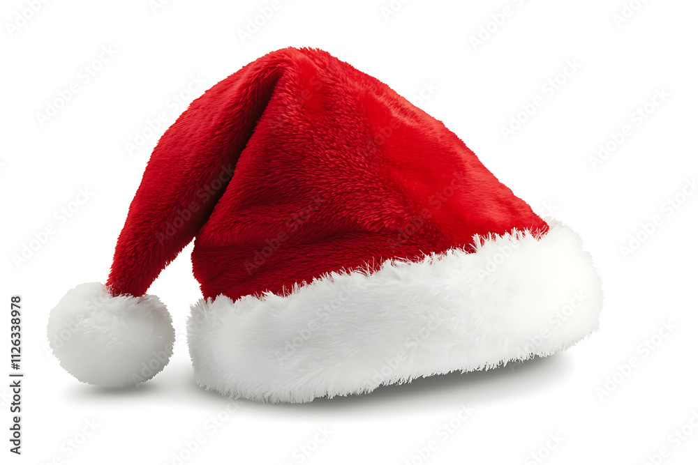 A festive red Santa hat with white fur trim, symbolizing Christmas celebrations. A festive red Santa hat with white fur trim, symbolizing Christmas celebrations.