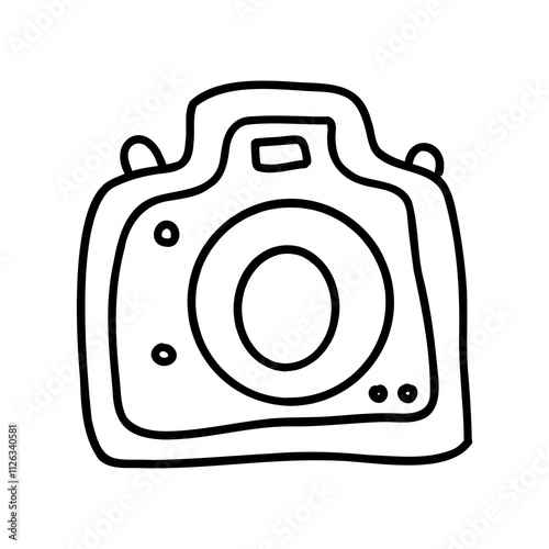 Cute instant digital analogue camera photograph photo image picture icon symbol black white photography doodle illustration