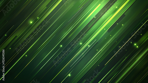 Abstract Green Light Streaks in Dynamic Motion for Background Use