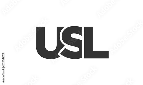 USL logo design template with strong and modern bold text. Initial based vector logotype featuring simple and minimal typography. Trendy company identity.