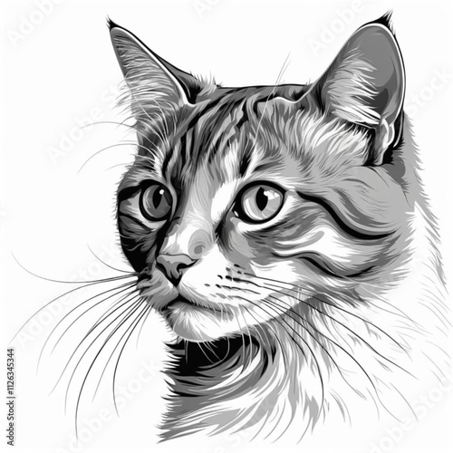 vector illustration of a cat with black lines on a white background