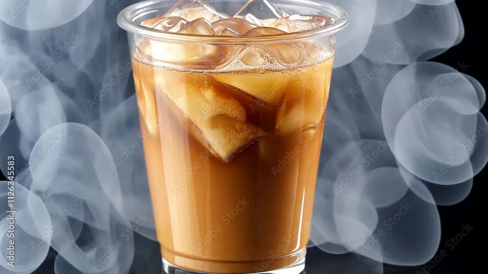 Coffee in a plastic glass with ice