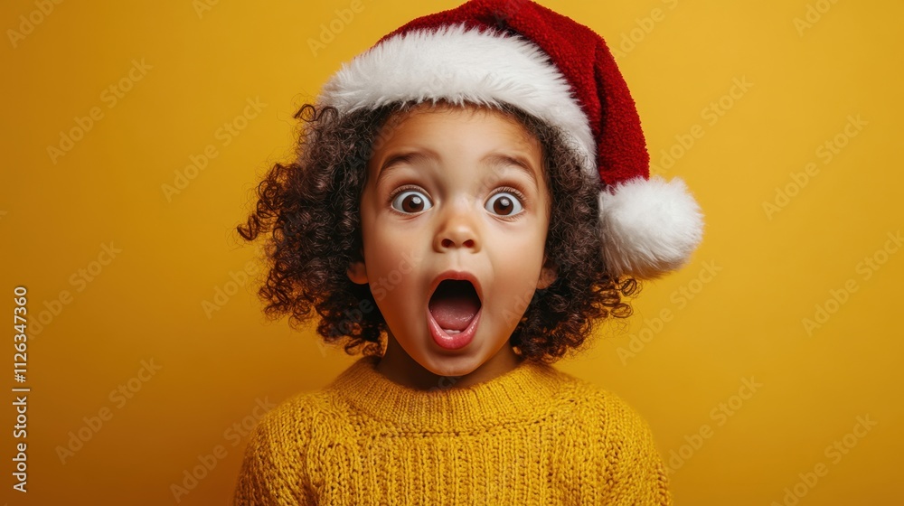 Excitement fills the air as a child in a festive red hat embraces the joy of the holiday season with wide eyes and a bright smile Excitement fills the air as a child in a festive red hat embraces the joy of the holiday season with wide eyes and a bright smile