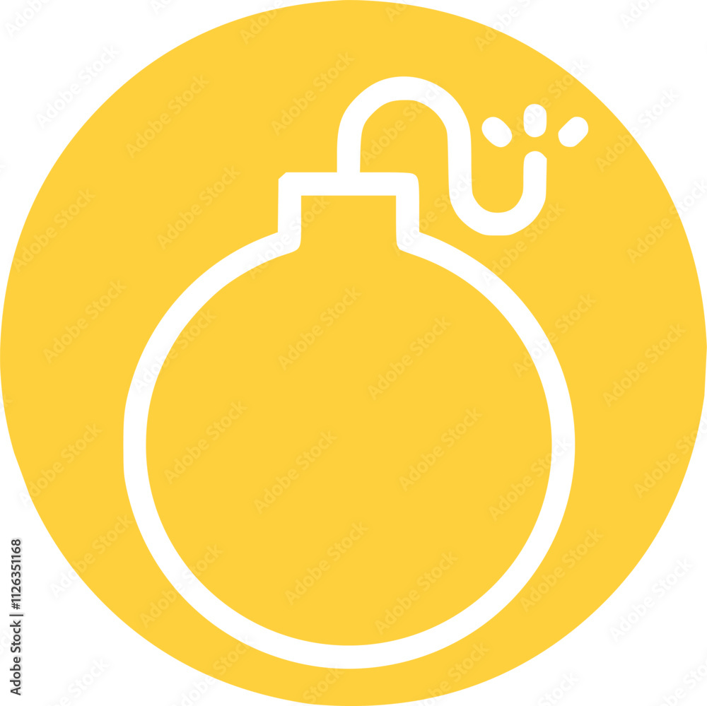 bomb icon in yellow outline style bomb icon in yellow outline style
