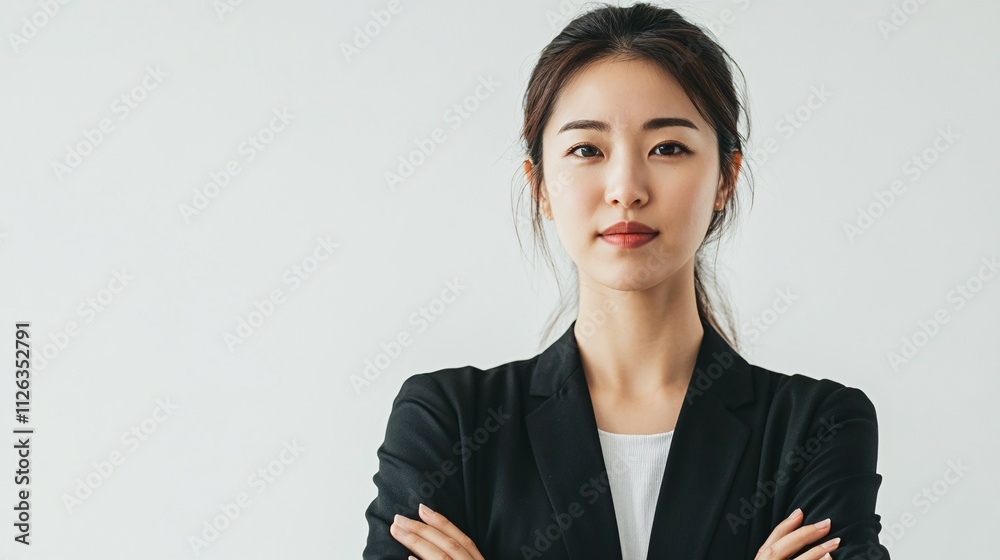 Confident Young Woman in Black Blazer Posing Confident Young Woman in Black Blazer Posing