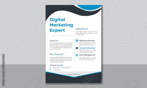 Corporate Modern Business Flyer Template Design. Creative Marketing Solution Flyer. Leaflet presentation, book cover, layout in A4