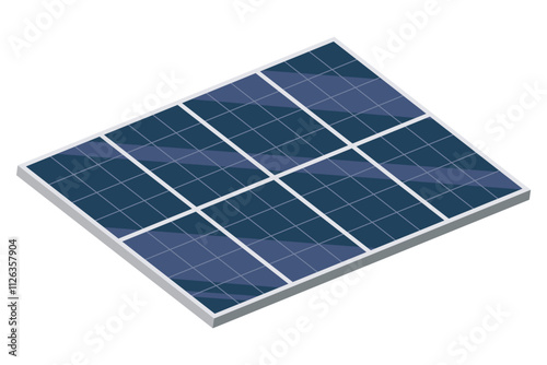 Solar cell element of aquaponic farming isometric. Suitable for diagrams, presentation, game asset and other