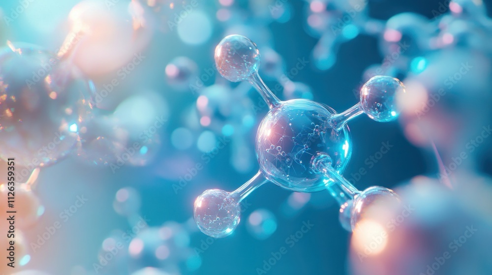 Abstract representation of molecular structures in a vibrant, scientific illustration. Abstract representation of molecular structures in a vibrant, scientific illustration.