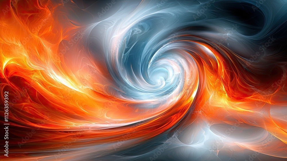 Swirling flames and cool wisps create a stunning abstract composition of energy and light in vibrant colors Swirling flames and cool wisps create a stunning abstract composition of energy and light in vibrant colors