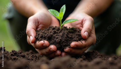 Hands Planting The Seeds Into The Dirt