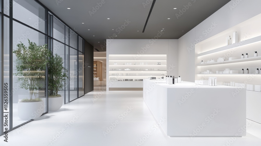 A product display pyramid with a clean white base in an open showroom. A product display pyramid with a clean white base in an open showroom.