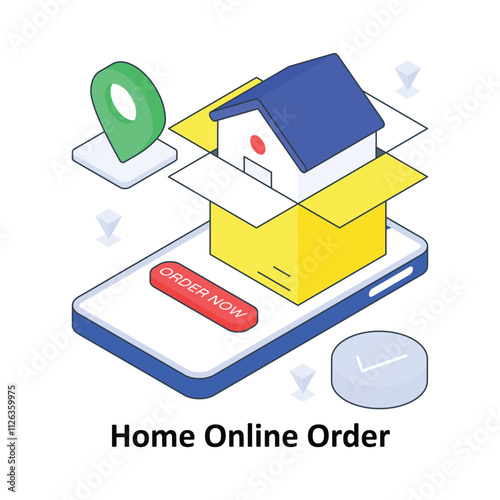 Home Online Order isometric Colored illustration. EPS File stock illustration