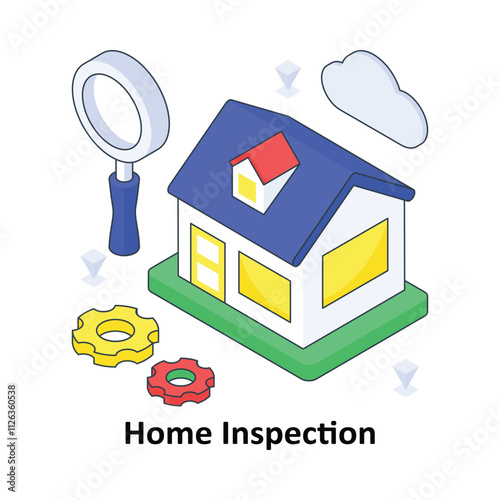 Home Inspection isometric Colored illustration. EPS File stock illustration