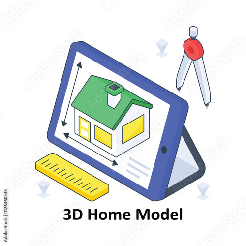 3D Home Model isometric Colored illustration. EPS File stock illustration