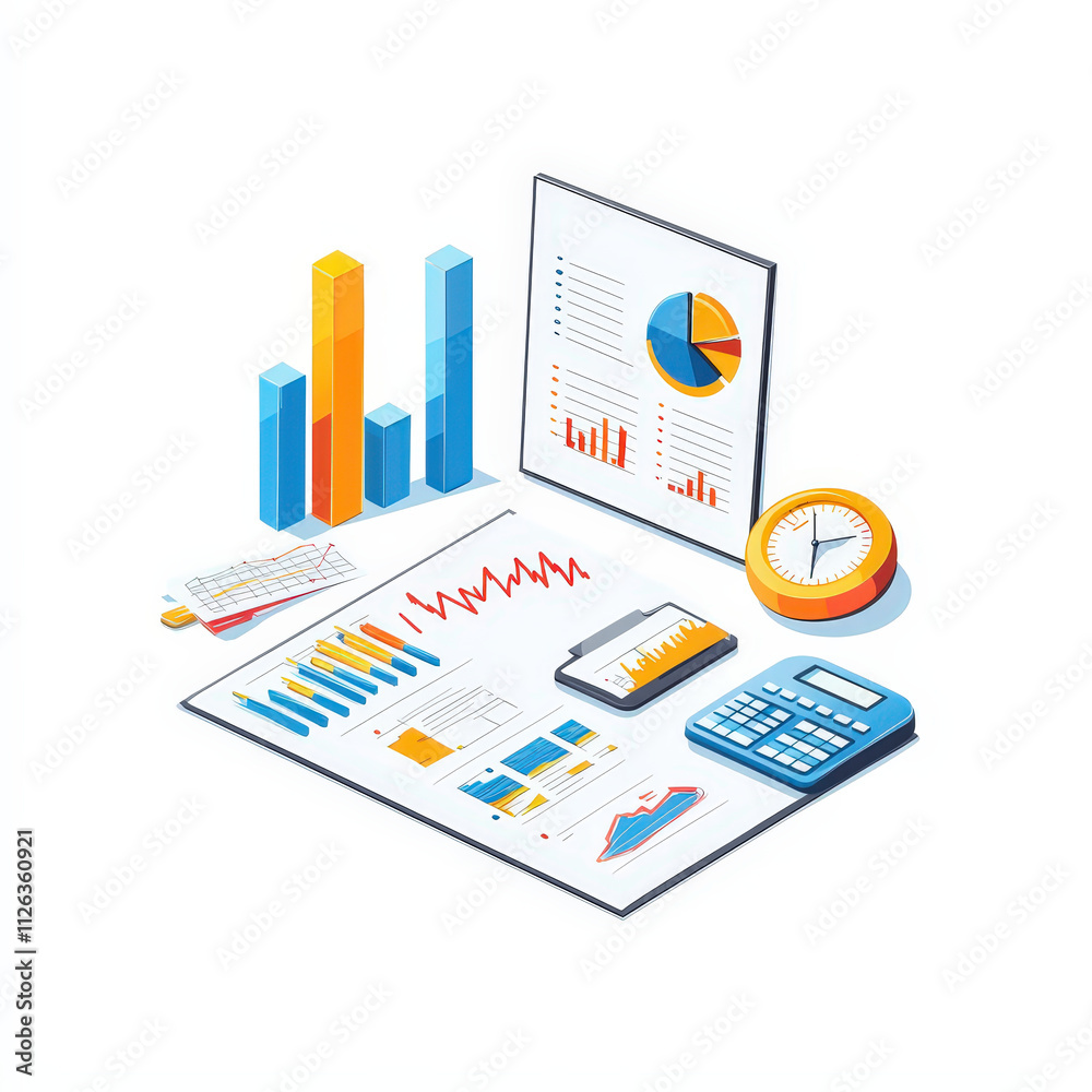 Data collection and analysis tools including charts, graphs, and calculator. This showcases various data visualization m ods and office supplies for effective reporting Data collection and analysis tools including charts, graphs, and calculator. This showcases various data visualization m ods and office supplies for effective reporting