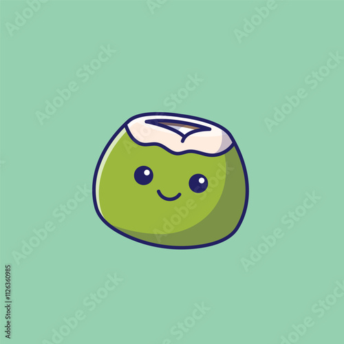 Coconut smile face mascot cartoon illustration