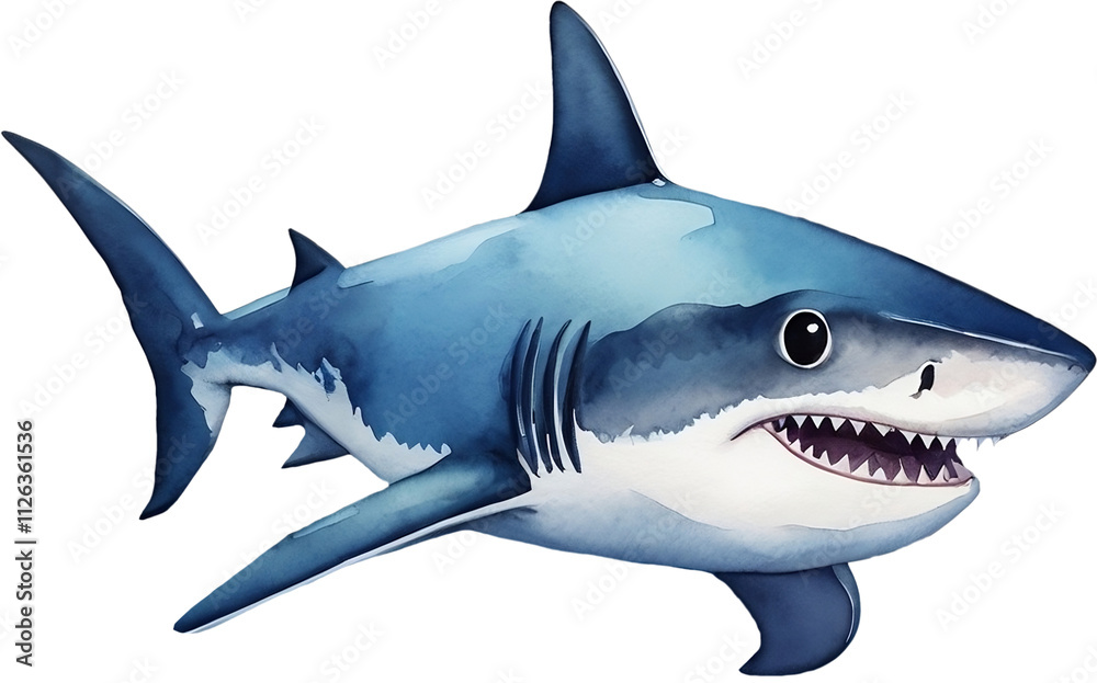 Obraz premium Ferocious shark drawn by watercolor