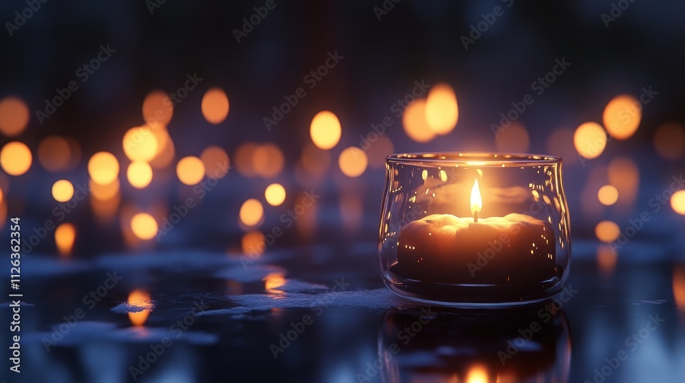 A Single Candle Burns Brightly Amidst Soft Lights A Single Candle Burns Brightly Amidst Soft Lights