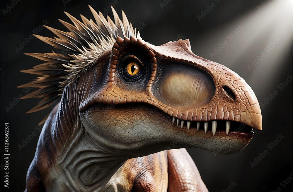 Highly Detailed Digital Artwork of a Dinosaur-Like Creature with Realistic Features and Dramatic Lighting Highly Detailed Digital Artwork of a Dinosaur-Like Creature with Realistic Features and Dramatic Lighting