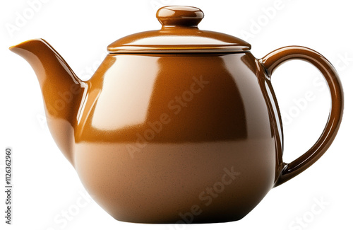 Brown ceramic teapot with a lid and handle