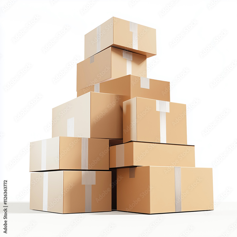 Stack of cardboard boxes is piled on top of each other Stack of cardboard boxes is piled on top of each other