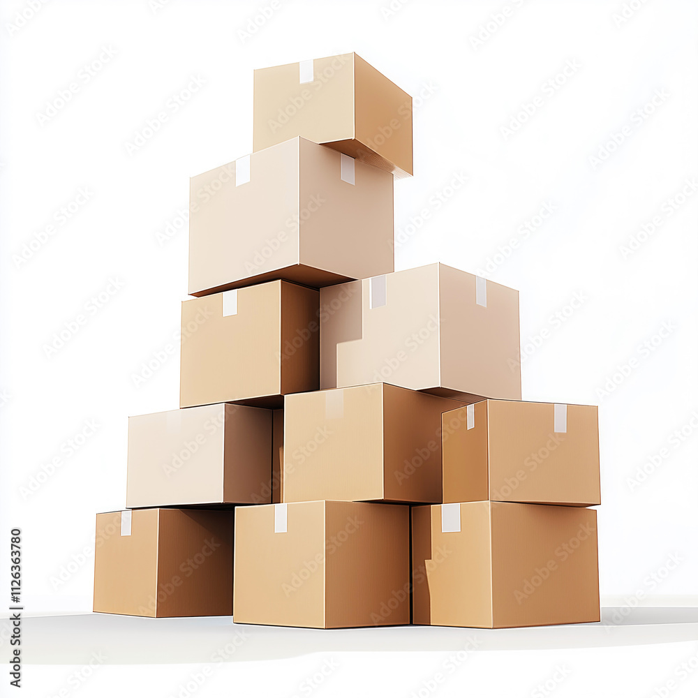 Stack of cardboard boxes is piled on top of each other Stack of cardboard boxes is piled on top of each other