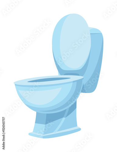 New ceramic toilet bowl and washbasin. Clean bathroom interior element of decoration. Vector cartoon flat illustration