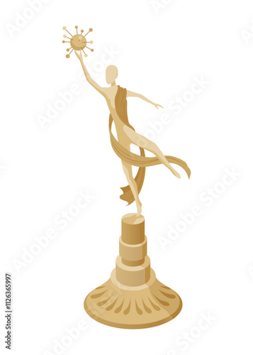 Monument icon isometric. Symbol of monumental art. Famous national memorial on white background. Vector cartoon illustration