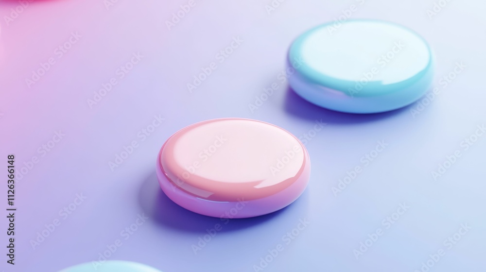 Pastel-colored, glossy disks on a gradient background. Pastel-colored, glossy disks on a gradient background.