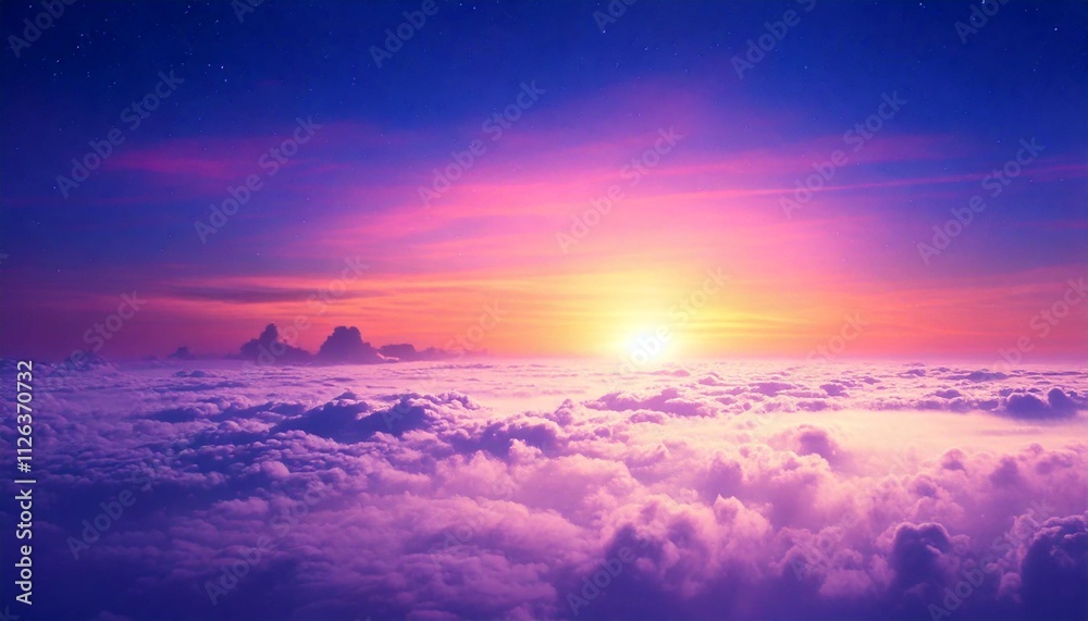 Soft sky at sunrise background with fog and clouds Soft sky at sunrise background with fog and clouds