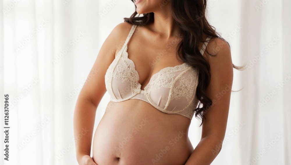 Captivating Maternity Portrait of a Joyful Expecting Mother with Radiant Glow and Tender Smile Captivating Maternity Portrait of a Joyful Expecting Mother with Radiant Glow and Tender Smile