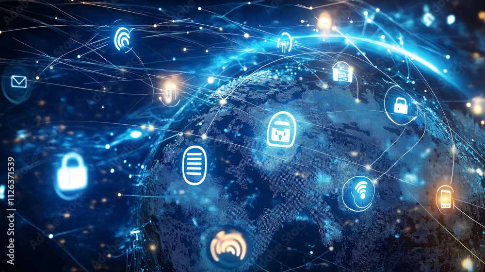 Obraz premium Global connectivity network illustrating digital communication technology