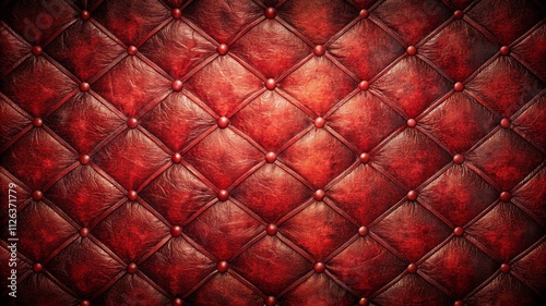 Classic Diamond-Tufted Red Leather Pattern in Vintage Style for Luxury Furniture Design